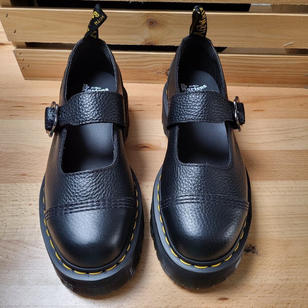 Dr. Martens Addina Flower Buckle Leather Platform Mary Jane Shoes Size 10 NWT - Picture 7 of 11